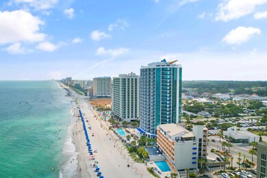 Drone / aerial view with a view of the beach and a