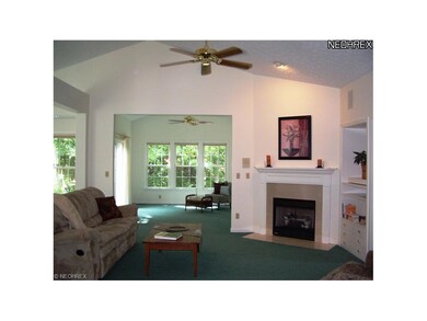 Vaulted Great Room with built ins for TV and Firep