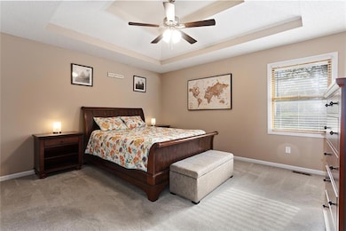 Primary bedroom is roomy.