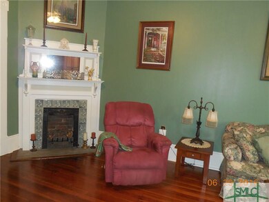 Fireplace with gas logs.