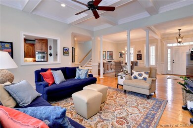 The great room is open to the dining room and kitc