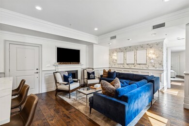 Living room featuring dark hardwood / wood-style f