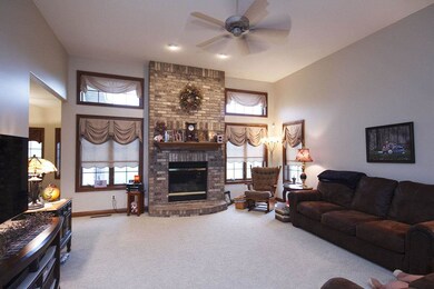 Features a floor to ceiling fireplace