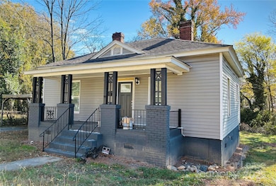 Front view of bungalow.
