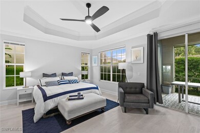 Bedroom featuring ornamental molding, access to ou