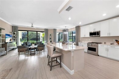 Kitchen with island and great room