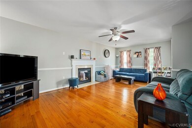 Open Living Room w/ FP, Hardwood Floors