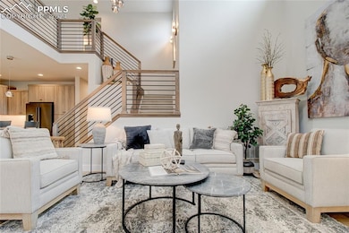 Living room featuring light wood-type flooring and