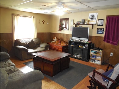 Hardwood floors in living room.