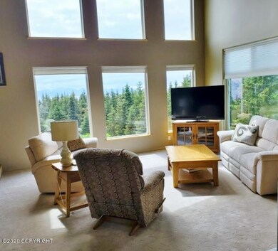 Soaring windows in living room