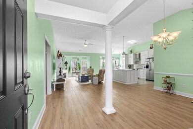 Interior space featuring ceiling fan with notable 