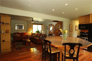 Kitchen island is perfect for family gatherings.