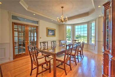 Elegant Dining Room with Bay Window, Tray Ceiling,