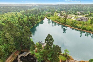 TEASWOOD BIG LAKE The white pier & waterside deck are NBHD amenities. Note the paved walking path at the bottom left that meanders around the lake, through the woods.