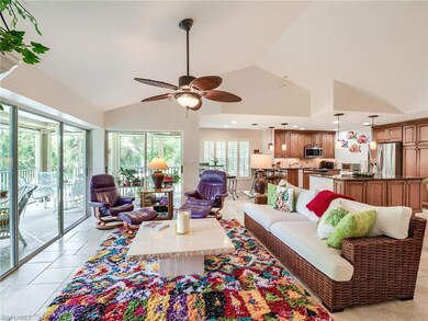 Vaulted great room with double set of sliders to t