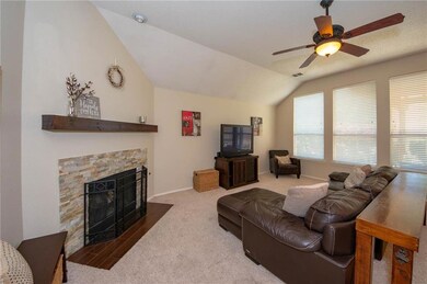 Updated Tile and Mantel on Fire Place with Gas Log