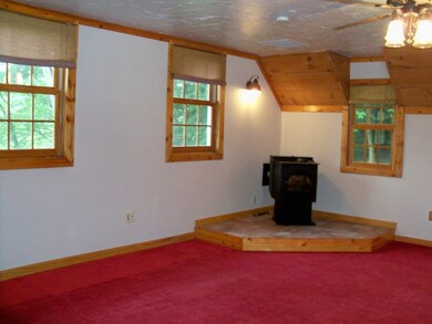 living room with stove