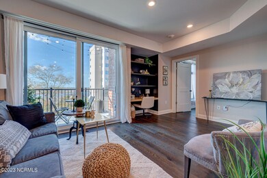 Living Area with built-in shelving