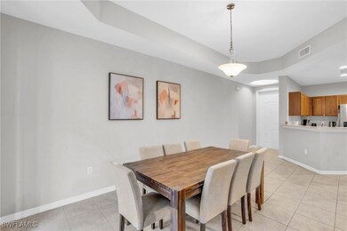 View of tiled dining room