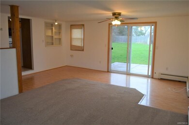 Sliding glass door to fenced in yard