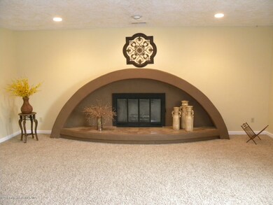Wood burning fireplace in living room