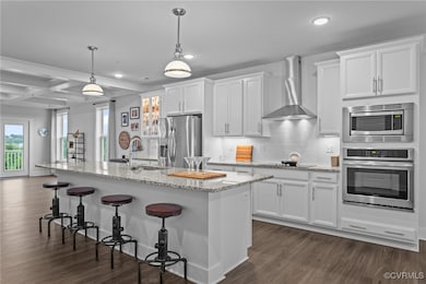 Kitchen with appliances with stainless steel finis