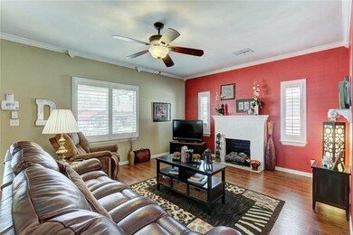 Living room with fireplace.