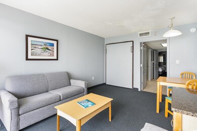 Carpeted living room with visible vents