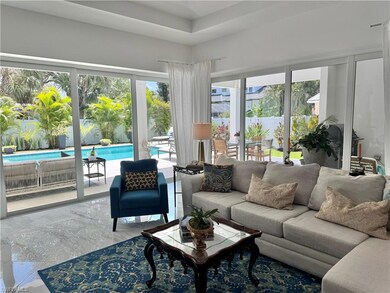 Living area with marble tiled flooring