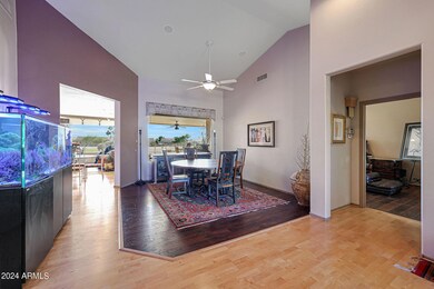 Dining area overlooking the back patio