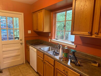 Kitchen with white dishwasher, a healthy amount of