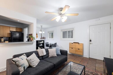 Living area with ceiling fan