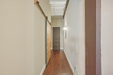Entry hallway, large closet behind barn door