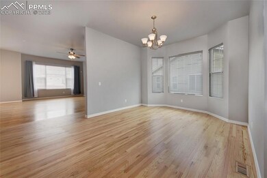 dining room with bay window.