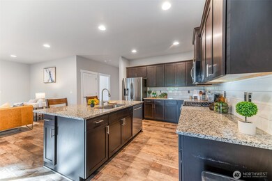 Large kitchen island with seating.