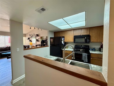 Looking into the kitchen and living area