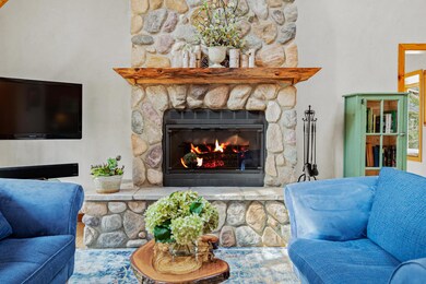Stone fireplace
