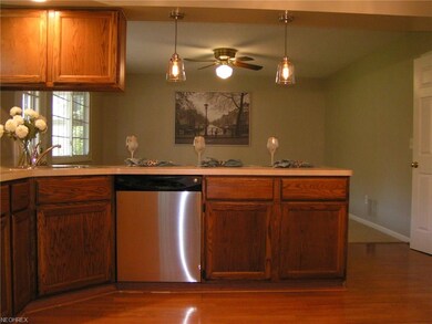 Laminate flooring accentuates the Kitchen which ov