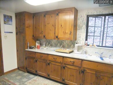 Kitchen features wood cabinets, vinyl flooring, ne