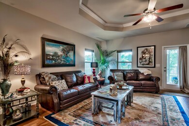 Living Room with Trey Ceiling