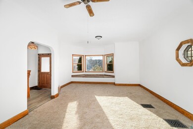 Spare room with light carpet and ceiling fan