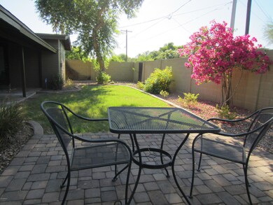 Back yard with brick paver patio