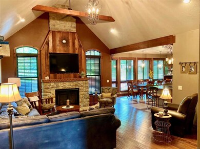 These vaulted, beamed living room ceilings are bea