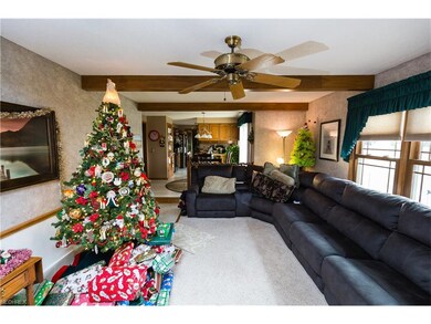 View from the fireplace to the kitchen.