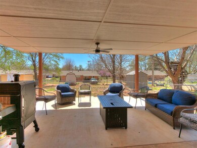 View of patio / terrace featuring ceiling fan, an 