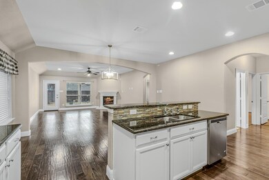 The fireplace warms up the entire room!