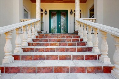 Front door steps with balusters