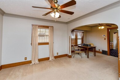 View from front door of living room and dining roo