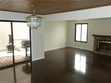 From the dining room, a view of the living room wi