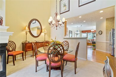 Beautiful dining room next to fireplace